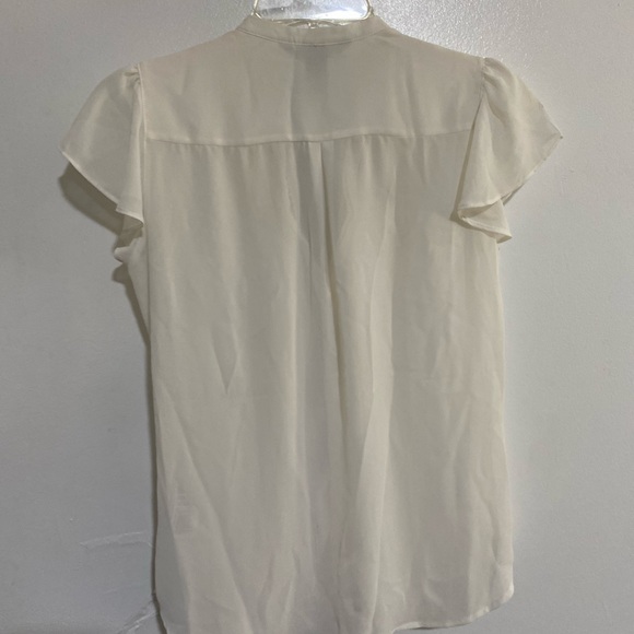 H&M Flutter Sleeve Semi Sheer Button Up Blouse Pleats in Front Top Size US 6 - Picture 3 of 9